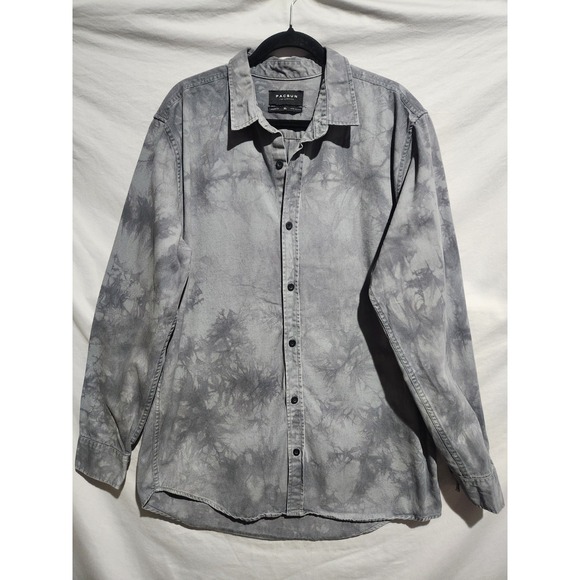 PAC SUN Other - PAC SUN Mens XL Gray Tie Dyed Longer Fit Button Up Casual Long Sleeve Overshirt